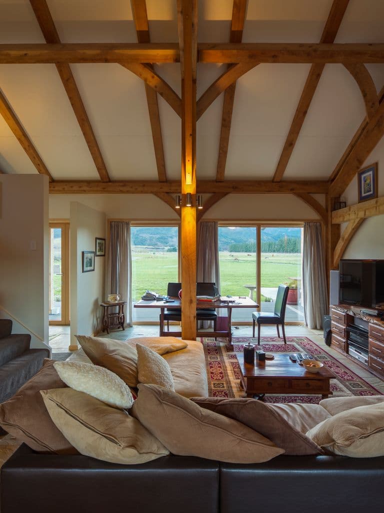 Alpine timber lodge showcasing custom joinery and engineered timber truss system