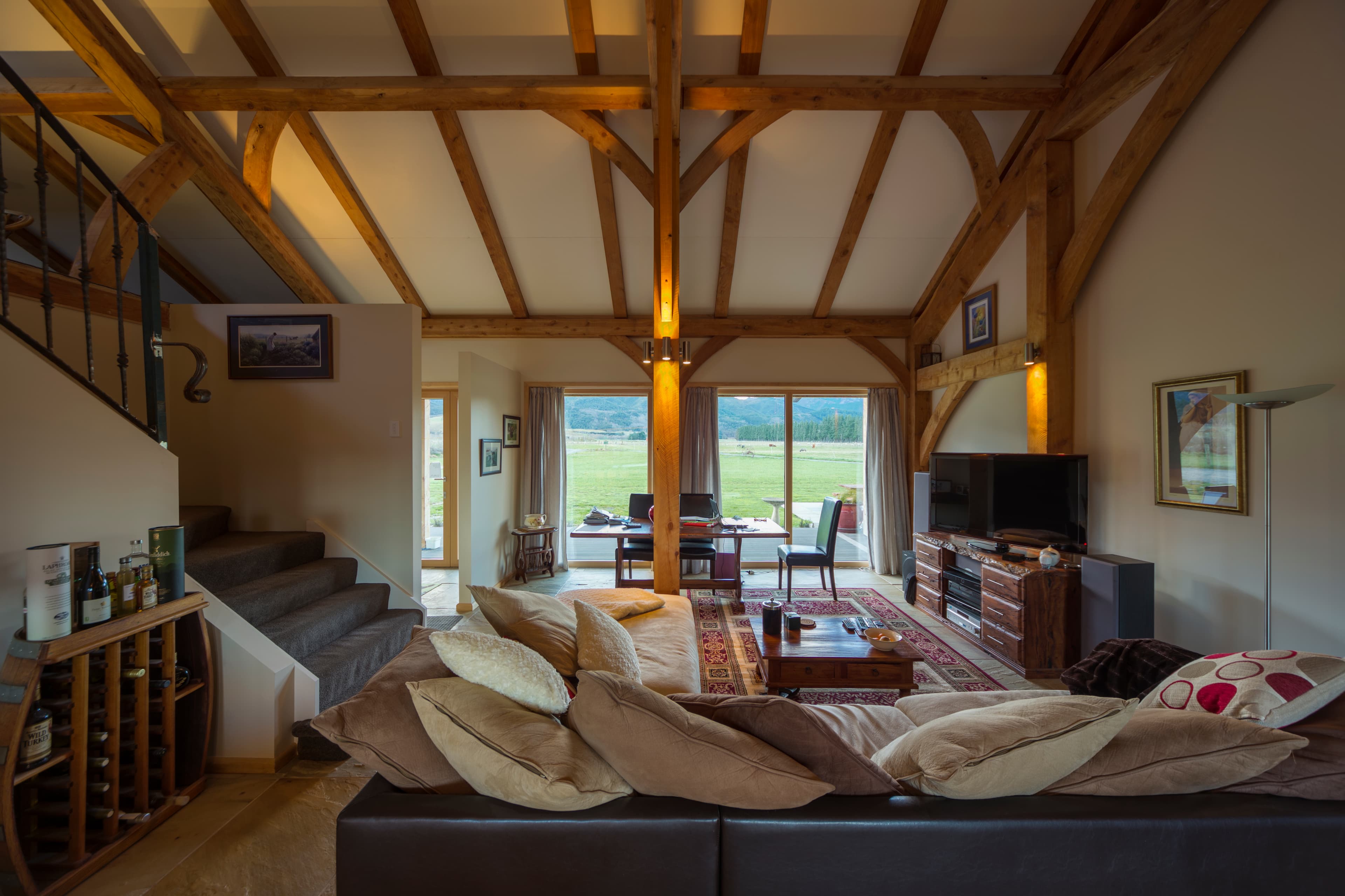 Alpine timber lodge showcasing custom joinery and engineered timber truss system
