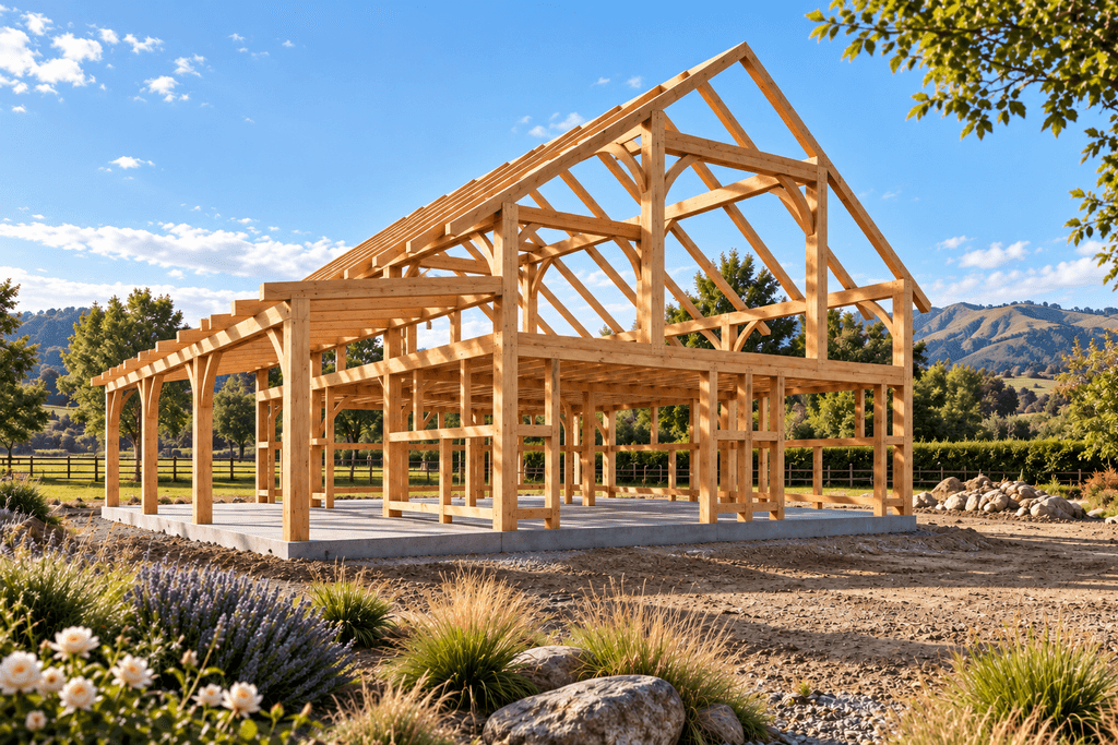 Sustainable local timber frame barn home with reconfigurable spaces and a generous downstairs artist studio