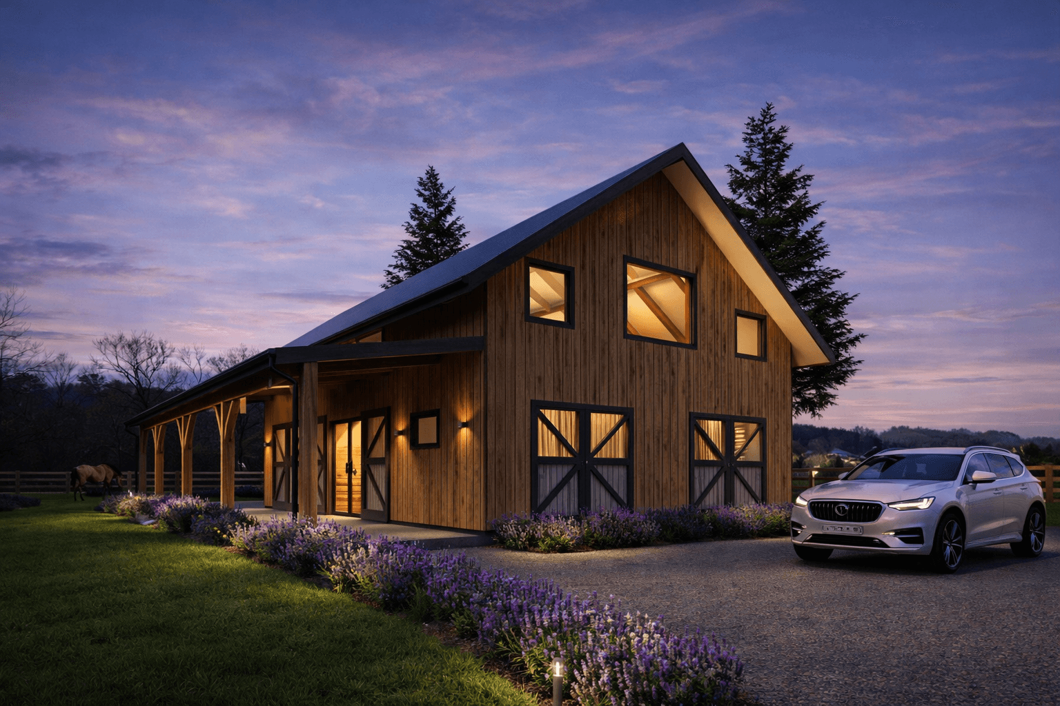 Boutique holiday studio design with timber beams