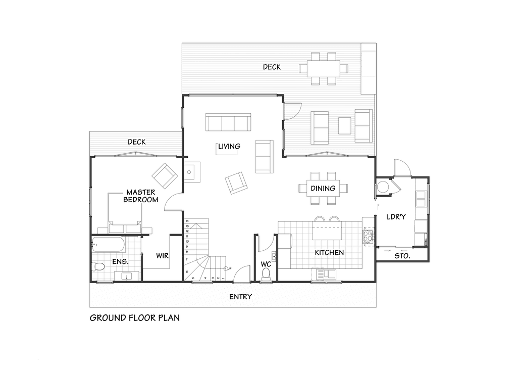 Customisable floor plan for carriage house style home with detached studio