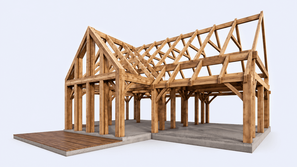 Premium timber frame carriage house with separate studio and garage