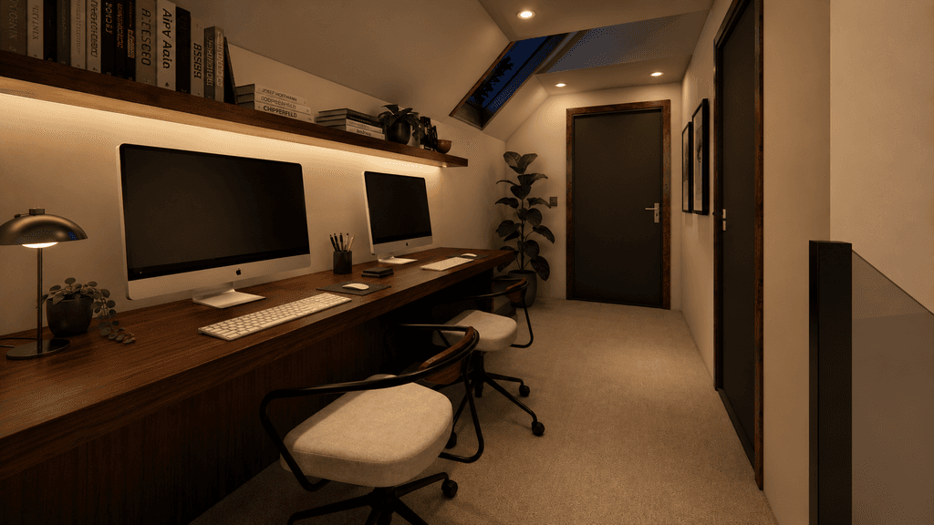 Work from home office in New Zealand timber barn with separate guest studio