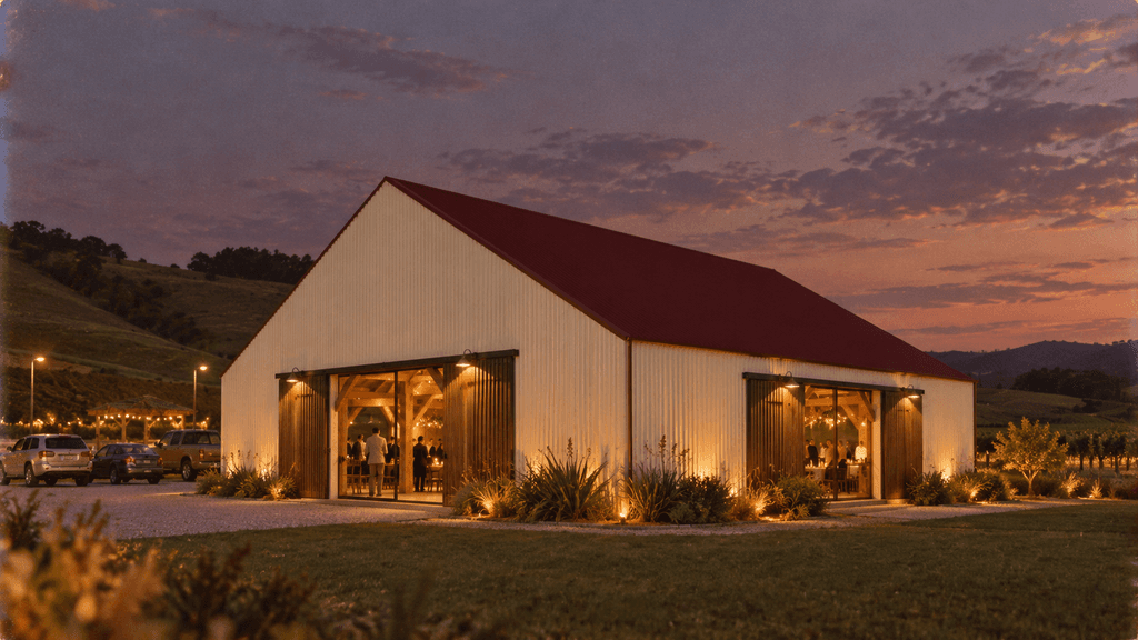 Douglas-fir timber frame barn for a New Zealand event venue - Heritage Timbercraft