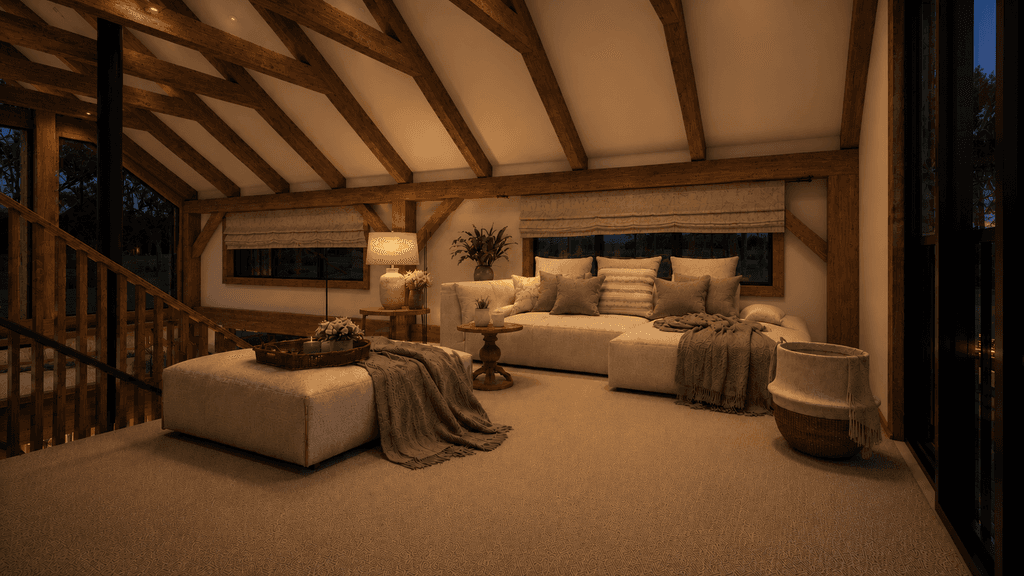 Premium New Zealand timber barn designed for remote working with its spacious upstairs loft/office