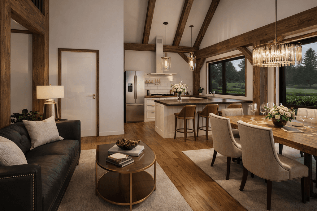 Timber frame guest house with garage and bedroom suite