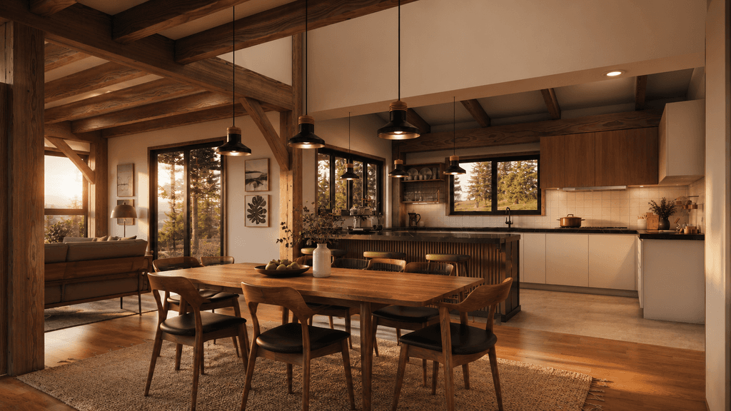 Handcrafted post and beam barn home in New Zealand timber designed for rural and country living
