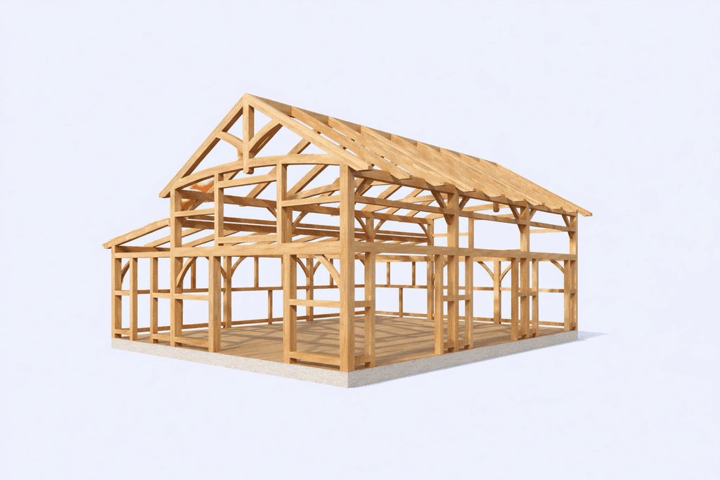 Reclaimed timber barn structure for events and hosting with open veranda seating