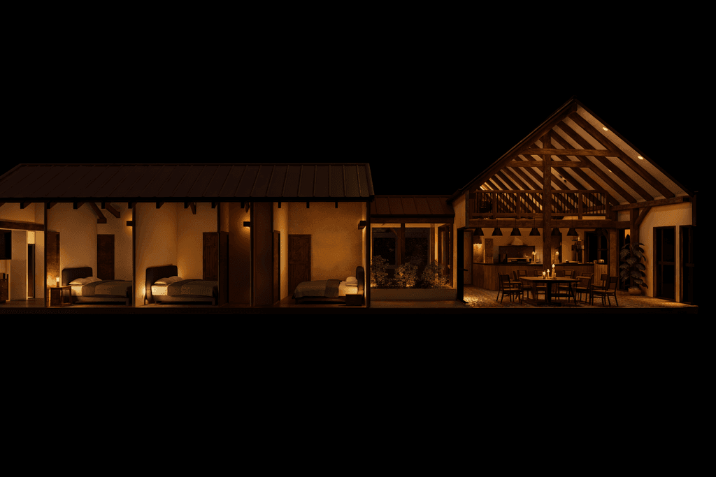 Large open barn house living space design