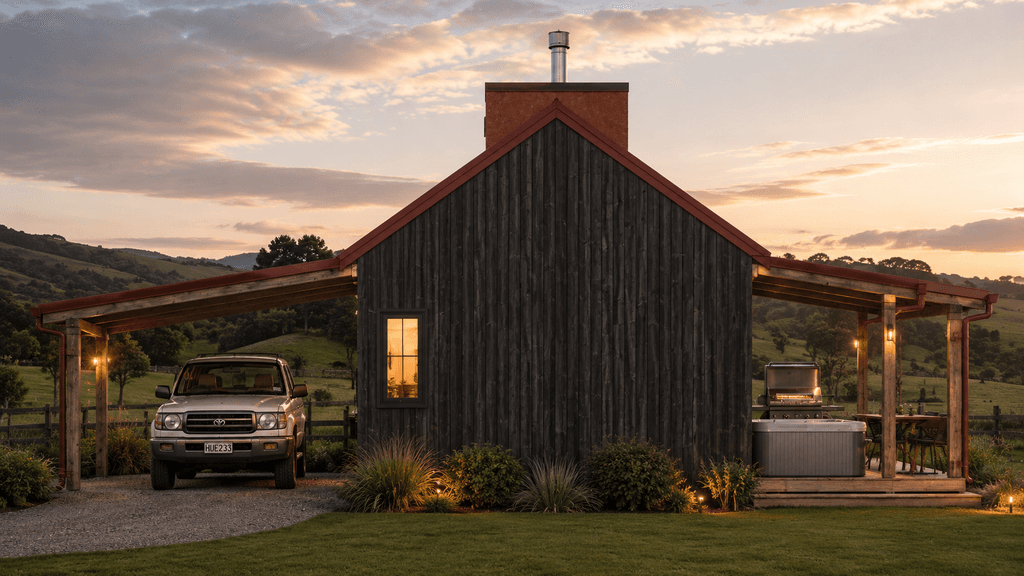 Modern timber frame home designed for compact, comfortable living