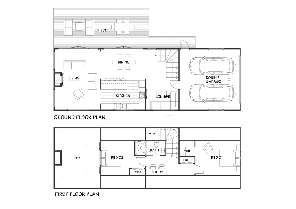 Floor plan for high-end timber frame home in New Zealand with handcrafted oak-inspired structural timber frame