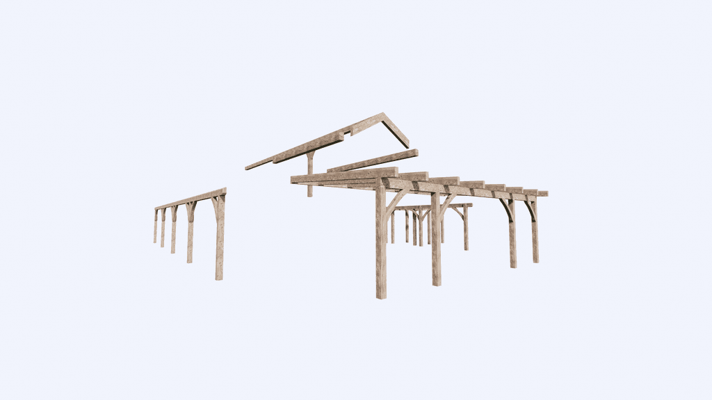 Affordable timber frame barn home hybrid with SIP construction and energy-efficient design