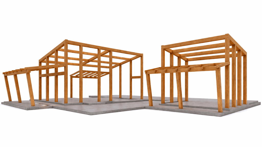 Spacious three bedroom timber frame house with office and contemporary monopitch roof design