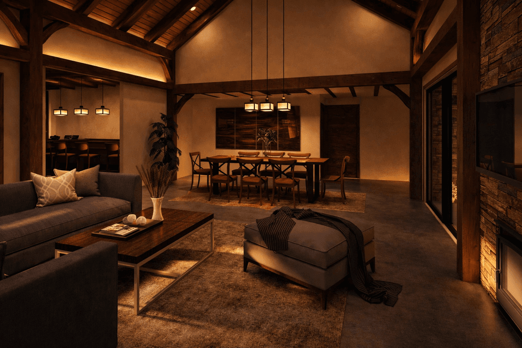 Refined timber home with vaulted ceilings in New Zealand prairie inspired kitchen