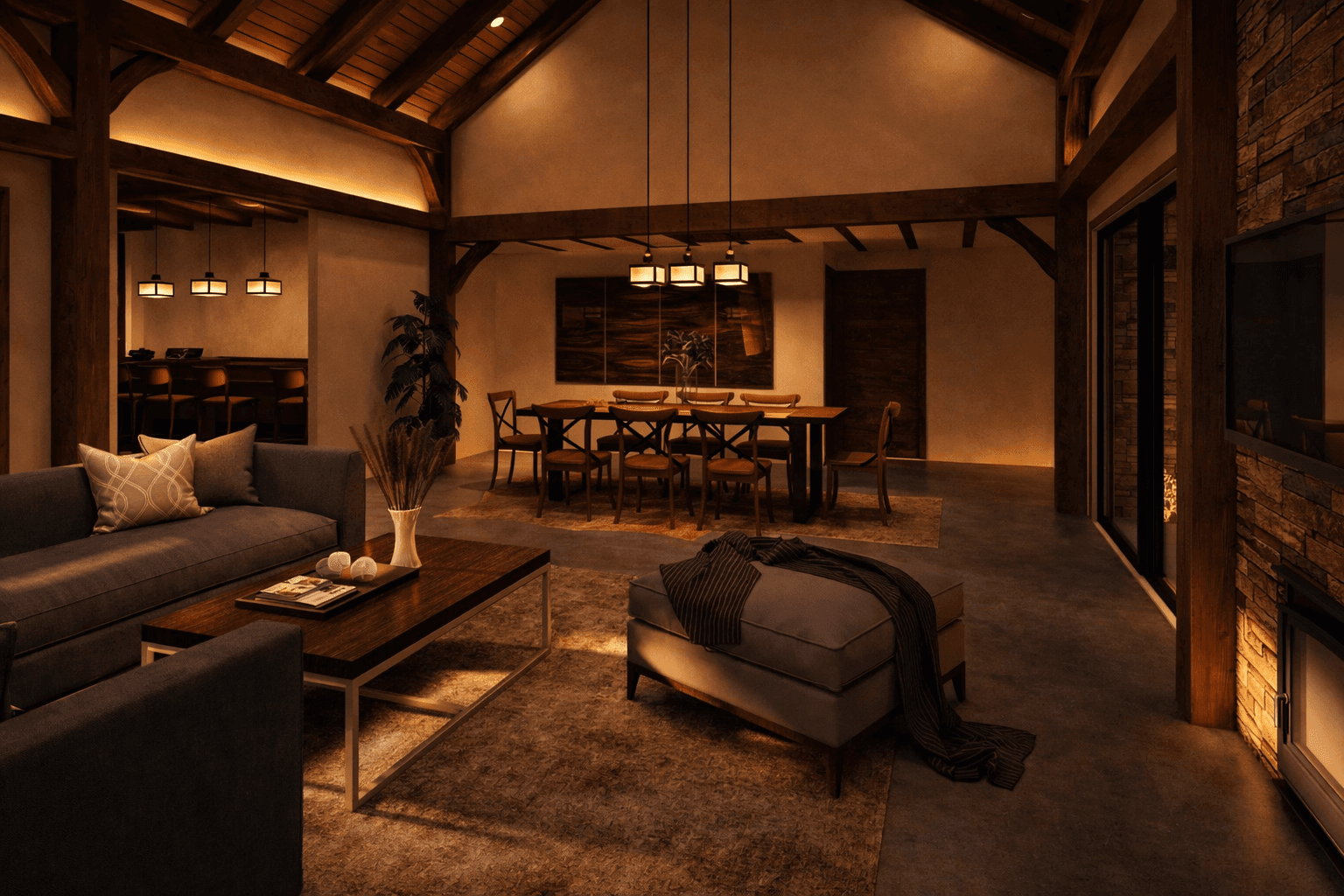 Refined timber home with vaulted ceilings in New Zealand prairie inspired kitchen