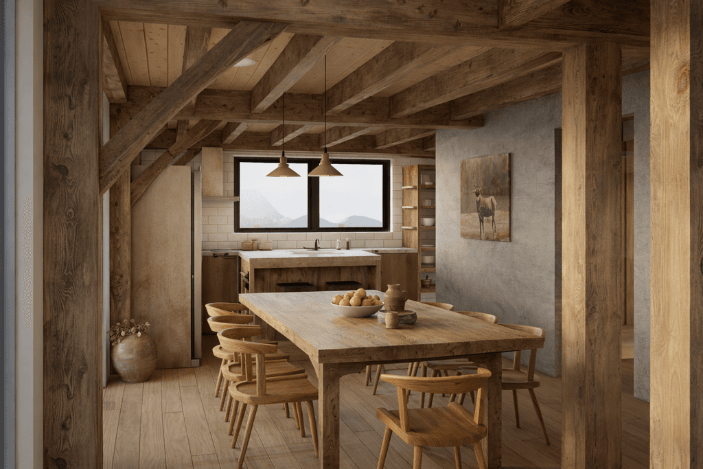 High-end rural retreat in New Zealand featuring a modern barn design and wabi sabi kitchen
