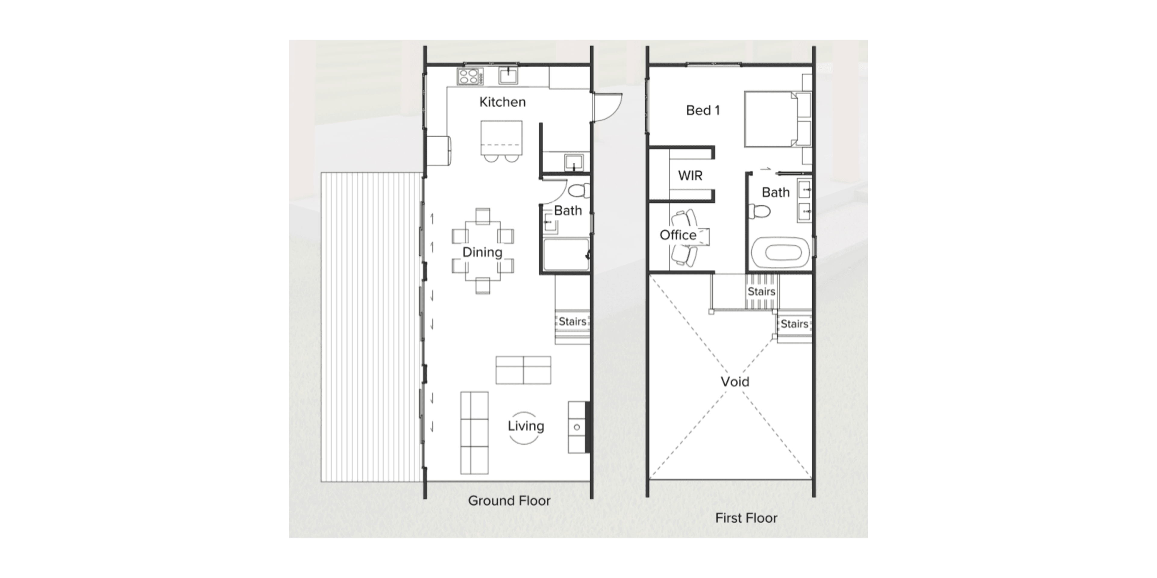 Compact timber barn home floor plan