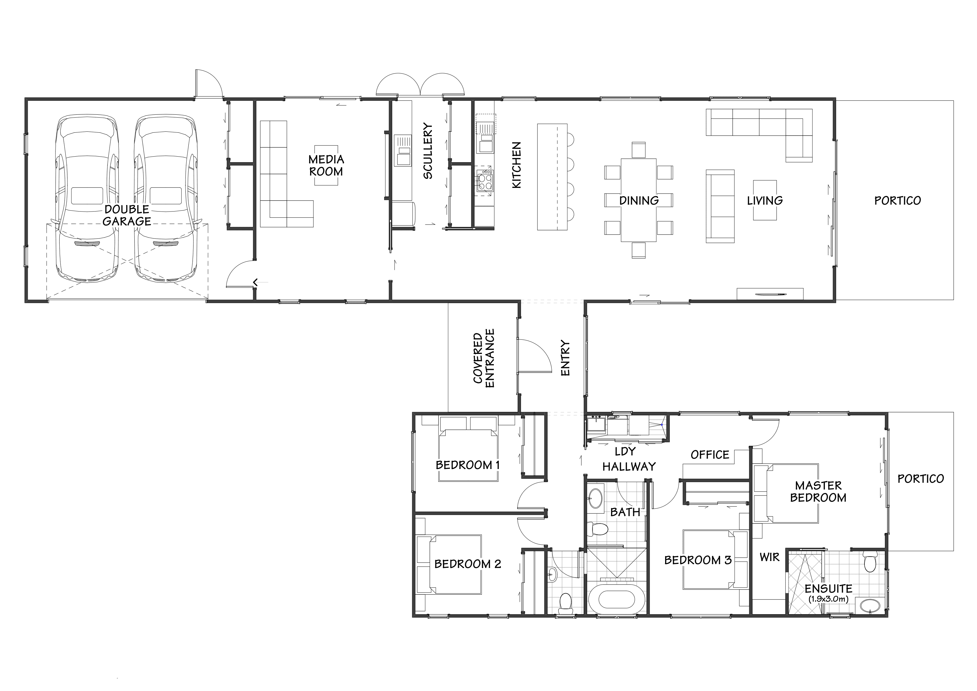 Luxury single storey countryside inspired home in urban setting floor plan