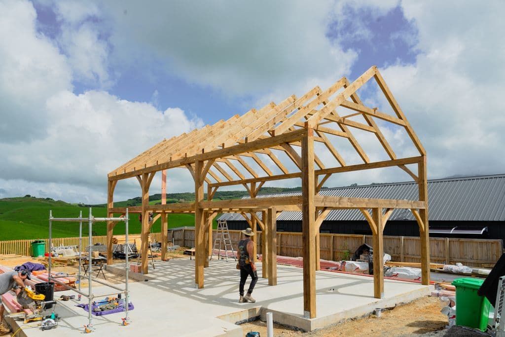 Timber frame for a modern barn home, highly customisable 3 bedroom barn style home