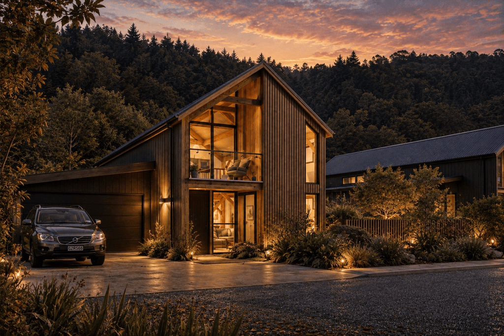 Spacious NZ timber frame barn home townhouse with sustainable timber, natural materials and traditional mortise and tenon joinery - Heritage Tmbercraft