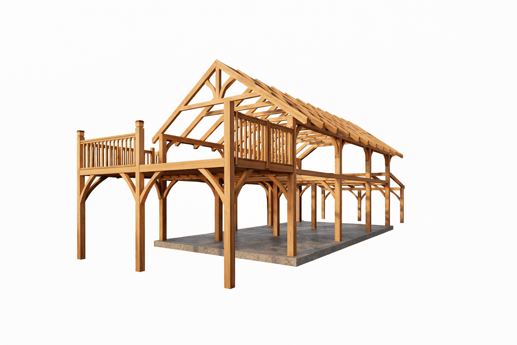 Contemporary modular holiday home with covered verandah timber frame
